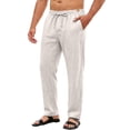 thumbnail image 5 of ZORYEVY Cotton Mens Pants Winter Casual Straight Leg Plus Size Trousers for Men Lightweight Solid with Pockets Elastic Waist Drawstring Pants, 5 of 6