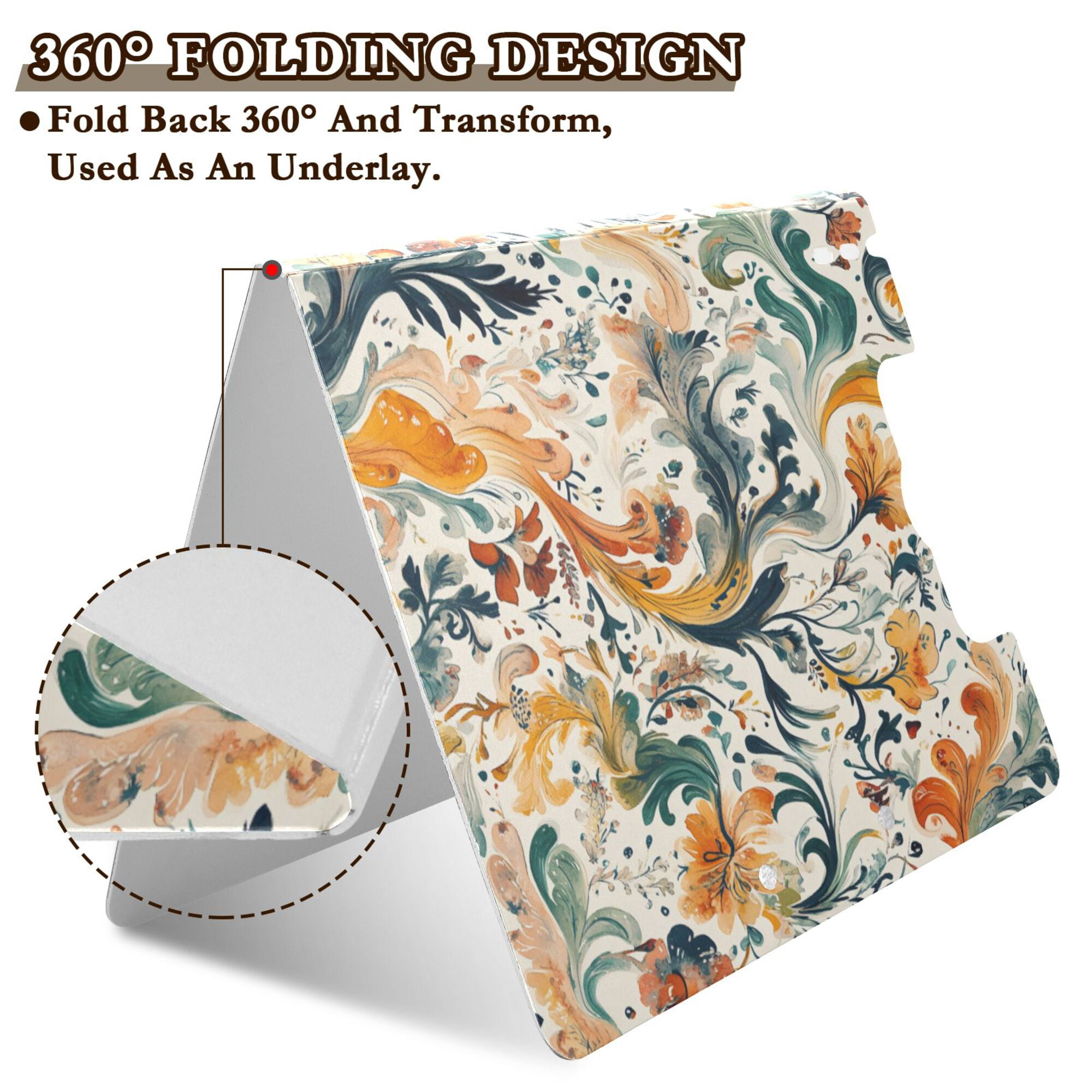 FORMRS A4 Clipboard Folder with Pen Holder Horizontal Foldable School Office Binder, Whimsical Leaves