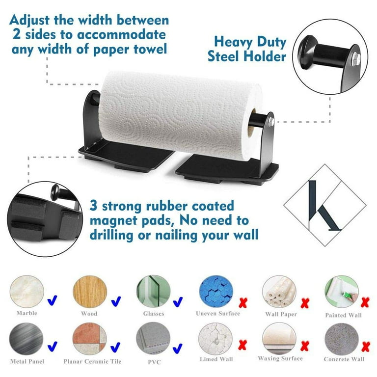 Katzco Heavy Duty Steel Magnetic Paper Towel Holder for
