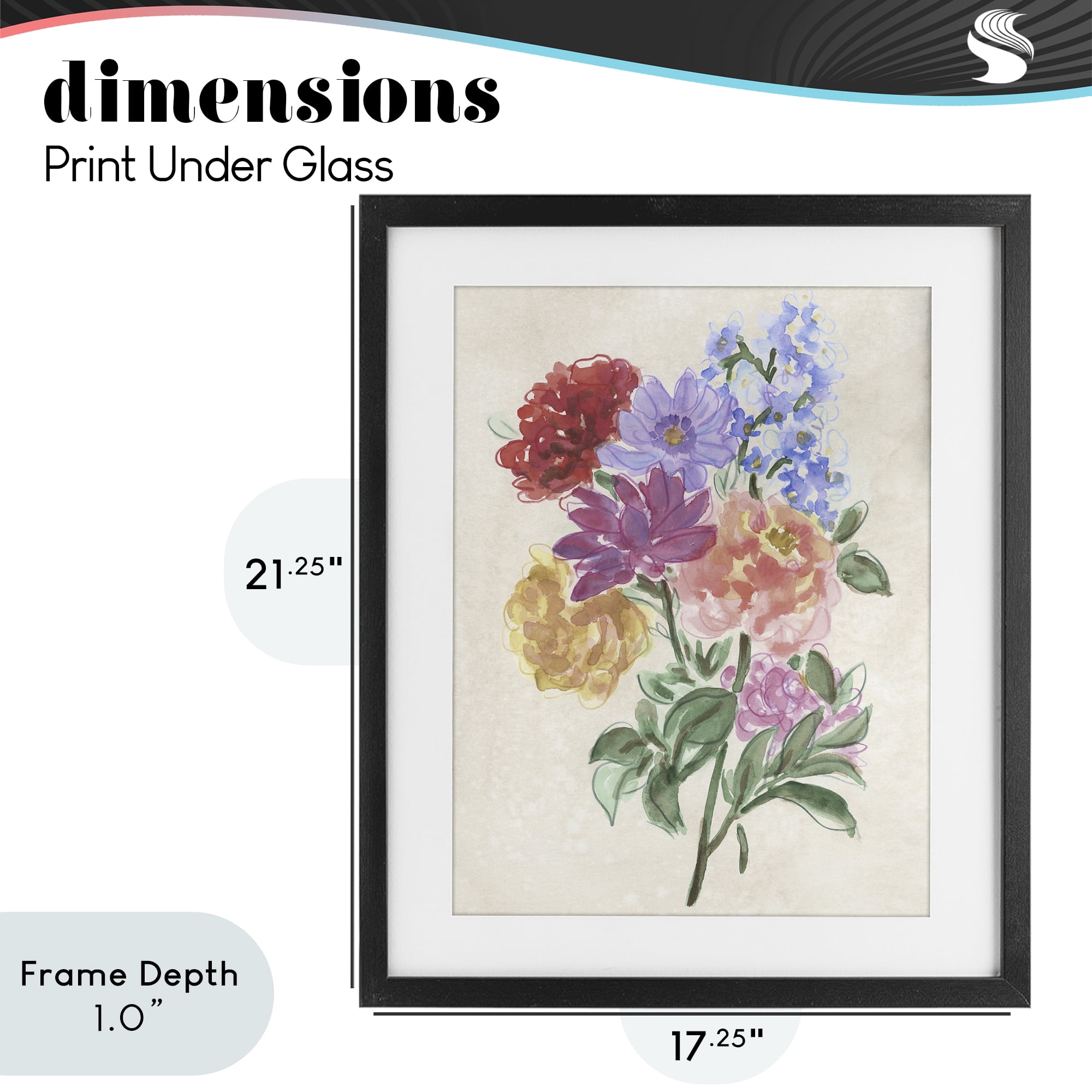 Stupell Industries Blooms On Parchment Black Framed Print Under Glass, design by June Erica Vess