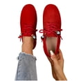 thumbnail image 2 of Wensltd Shoes for Women Wide Width Slip On Comfort Flat Shoes Solid Color Vintage Style, 2 of 9