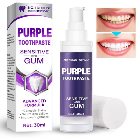 Purple Toothpaste for Teeth Whitening, Whitening Toothpaste, 30ML