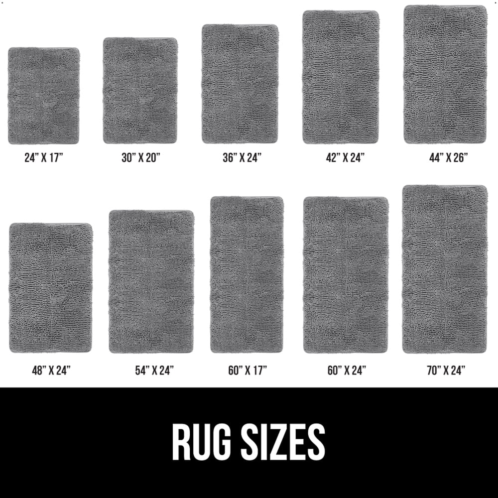 Gorilla Grip Chenille Bath Rug 30x20, Rubber Backing Quick Dry Washable Microfiber Mats, Gray