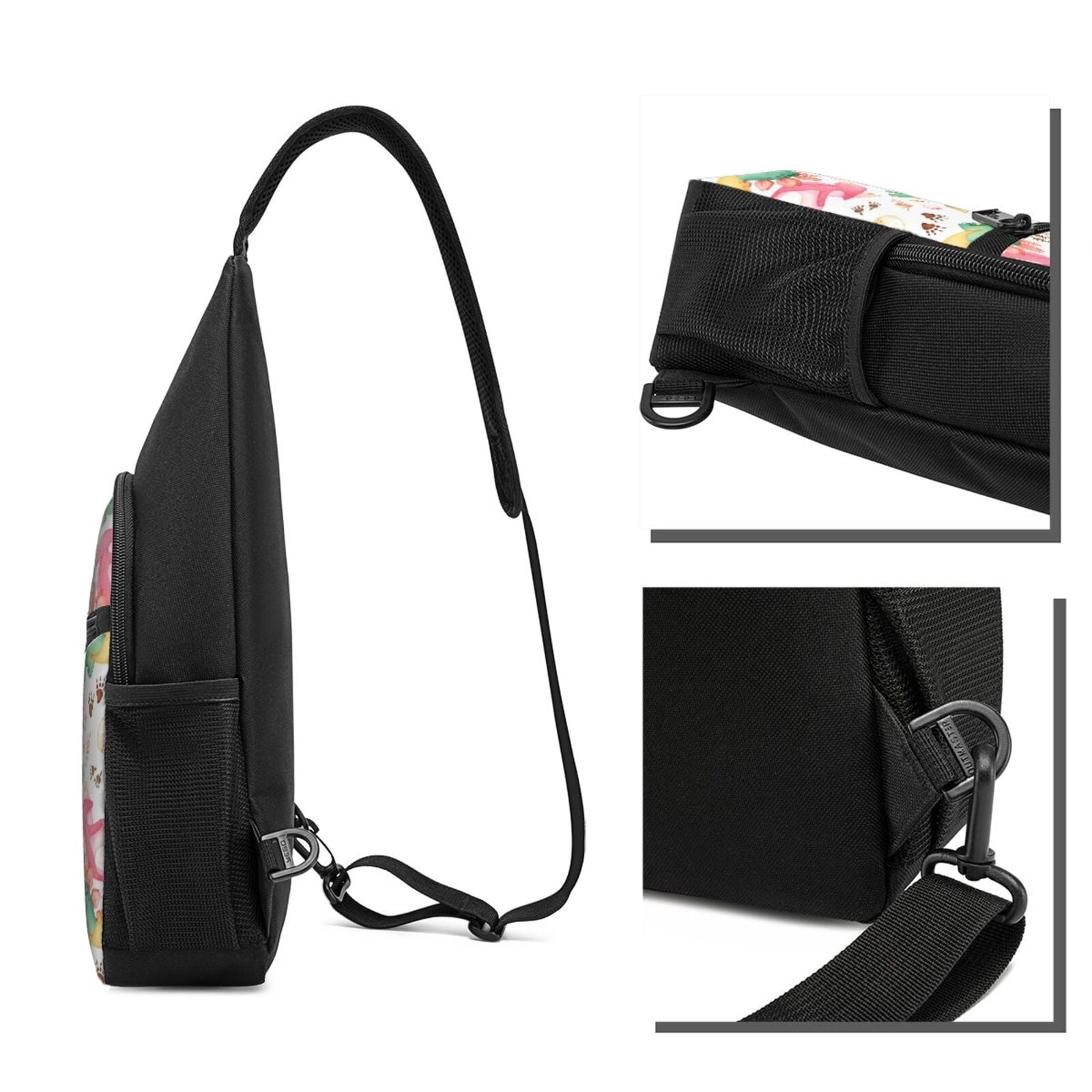 Xecao's Cute Baby Dinosaurs Print Sling Bag: A Versatile Chest, Shoulder, and Crossbody Backpack for Casual Days Out, Perfect for Both Men and Women