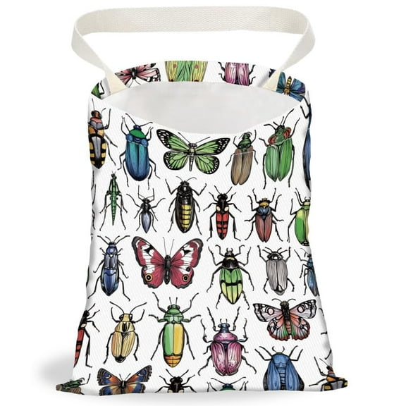 Various Insect Print Car Trash Bag Hanging Garbage Bag with Snap Buttons Car-Back Seat Trash Storage Portable Dustbin for Car Interior Accessories Travel Camping