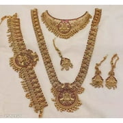 FIRST RAY MART Beautiful South Indian Combo Necklace Set / Indian Women Jewellery/ Gold Plated Fashion Jewelry/Designer Traditional Pearl Necklace / Wedding Wear Bridal Gift