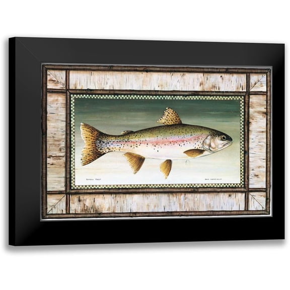 Brown, David Carter 14x11 Black Modern Framed Museum Art Print Titled - Rainbow Trout Birch Border