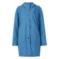 thumbnail image 4 of Stichou Womens Wool Blend Pea Coat Winter Warm Single Breasted Hooded Trench Coat Casual Office Work Dressy Outwear Jacket Blue XL, 4 of 5