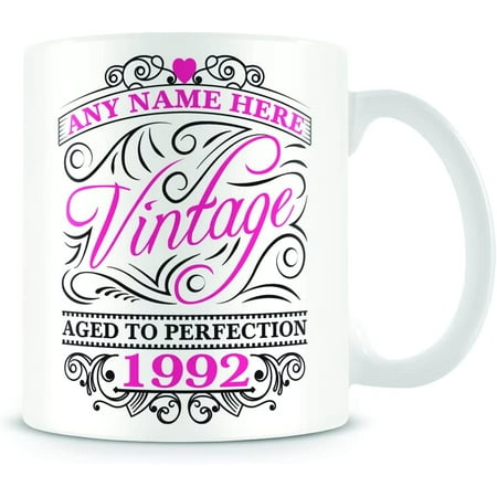 

Vintage 1992 (Age 30) Customised Mug - Personalised 30th Birthday Gift Cup - Add Name - Blue