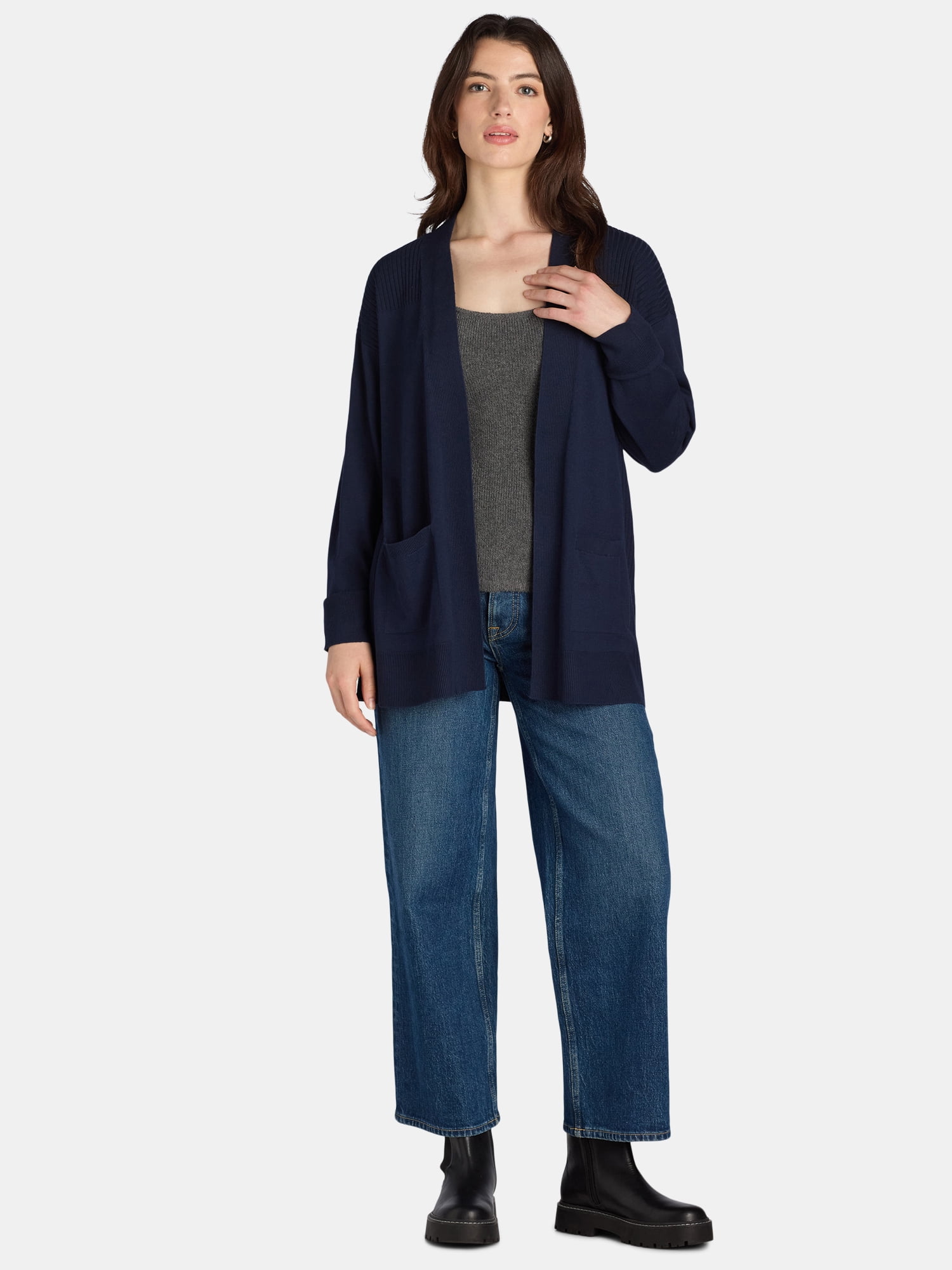 Time and Tru Women's Open Front Cardigan Sweater, Lightweight, Sizes XS-XXXL
