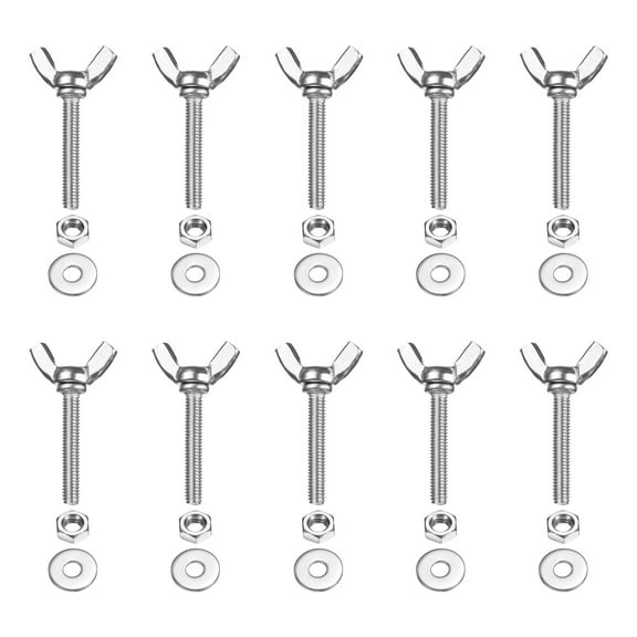 Uxcell M4-0.7 x 25 mm Wing Butterfly Screw, 10 Pcs Wing Nuts and Bolts Machine Fastener Thumb Hand Screws, Silver