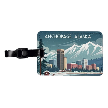 Anchorage, Alaska AK Travel City State Stamp Faux Leather Travel Luggage Tag