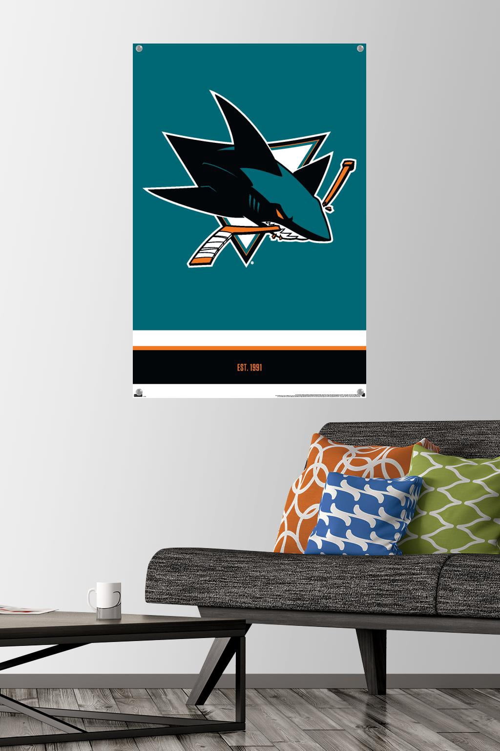 NHL San Jose Sharks - Logo 21 Wall Poster with Pushpins, 22.375" x 34"