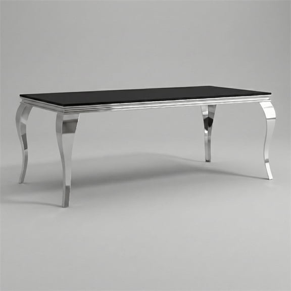 Furniture of America Edi Glam Rectangle Glass Top Dining Table in Black