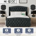 thumbnail image 4 of BELLEZE Queen Platform Bed Frame with Fast Charging Port, Upholstered Velvet Queen Size Bed Frame with Deep Button Tufted Headboard, Stable Headboard Bed frame, No Box Spring Needed - Oslo (Gray), 4 of 7