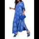 thumbnail image 1 of Vestido Bohemio con Estampado Floral para Mujer, Escote en V Profundo, Abertura Lateral, Corta, Corte A, Holgado Azul S, 1 of 5