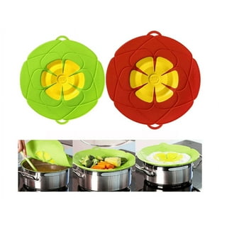 1pc Spill Stopper Lid Cover and Spill Stopper, Boil Over Safeguard,Silicone Spill Stopper Pot Pan Lid Multi-function Kitchen Tool