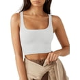 thumbnail image 1 of Camisetas sin mangas sexys de cuello cuadrado ajustadas con canalé para gimnasio para mujer, 1 of 6