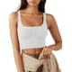 thumbnail image 1 of Camisetas sin mangas sexys de cuello cuadrado ajustadas con canalé para gimnasio para mujer, 1 of 6