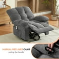 thumbnail image 6 of Sesslife Swivel Rocker Recliner with Massage and Heat for Adults, Manual Rocking Recliner Chair with Side Pockets and USB Port, Single Fabric Ergonomic Lounge Chair for Living Room Bedroom, Gray, 6 of 11
