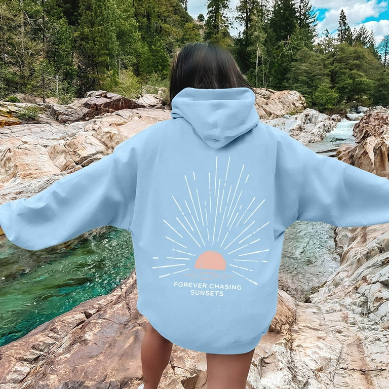 TAIAOJING 2024 Graphic Hoodies for Women Cute Sunset Hoodie Beach Oversized Beachy Sweatshirt Beachy Coconut Girl Surf Beach Sweatshirts Tops Casual Loose Workout Shirt Walmart