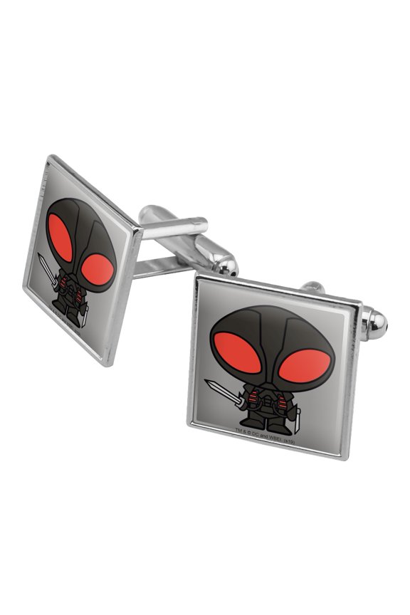 Aquaman Movie Black Manta Chibi Character Square Cufflink Set - Silver or Gold