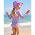 thumbnail image 2 of Girls One Piece Swimsuit Long Sleeve Rash Guard Swimsuit Cute Hat Bathing Suit girl Bathing Suit Set for 2-8 Years, 2 of 8