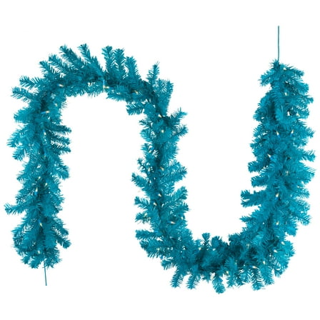 Northlight Pre-Lit Artificial Pine Christmas Garland - 9' - Turquois Blue - Clear Lights