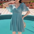 thumbnail image 2 of TSADFHJI Maillot de Bain Grande Taille pour Femmes Mode Décontractée Col Rond Dos Nu Soutien-Gorge en Acier Maillot de Bain Source Chaude Taille Unique Bleu, 2 of 4
