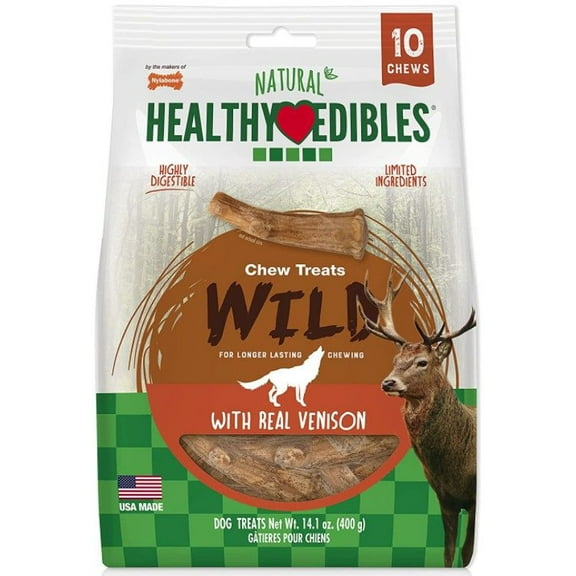 Nylabone Healthy Edibles Wild Antler Chews - Venison [Dog, Treats Packaged] Medium - 10 Pack