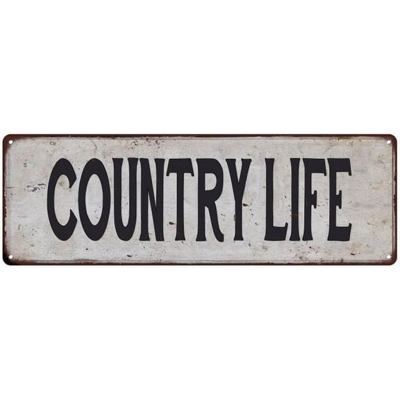 COUNTRY LIFE Vintage Look Rustic 6x18 Metal Sign Chic Retro 106180035109