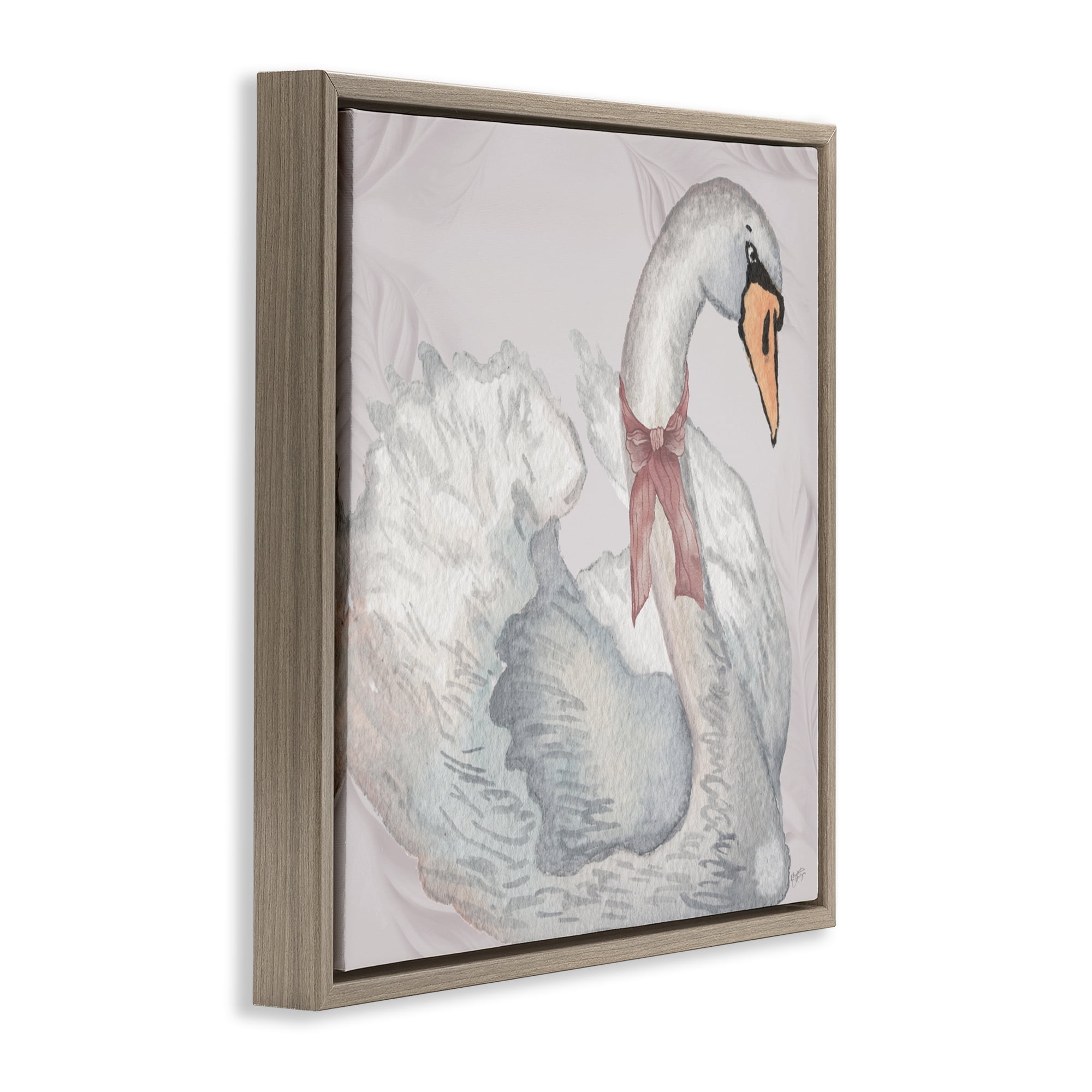 Stupell Industries Subdued Classic Swan Brown Framed Floater Canvas Wall Art, design by Elizabeth Medley