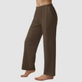 thumbnail image 4 of Mepaouo Women's Wide Leg Striped Pants Casual Drawstring Elastic Low Rise Pajama Pants(Coffee,L), 4 of 7