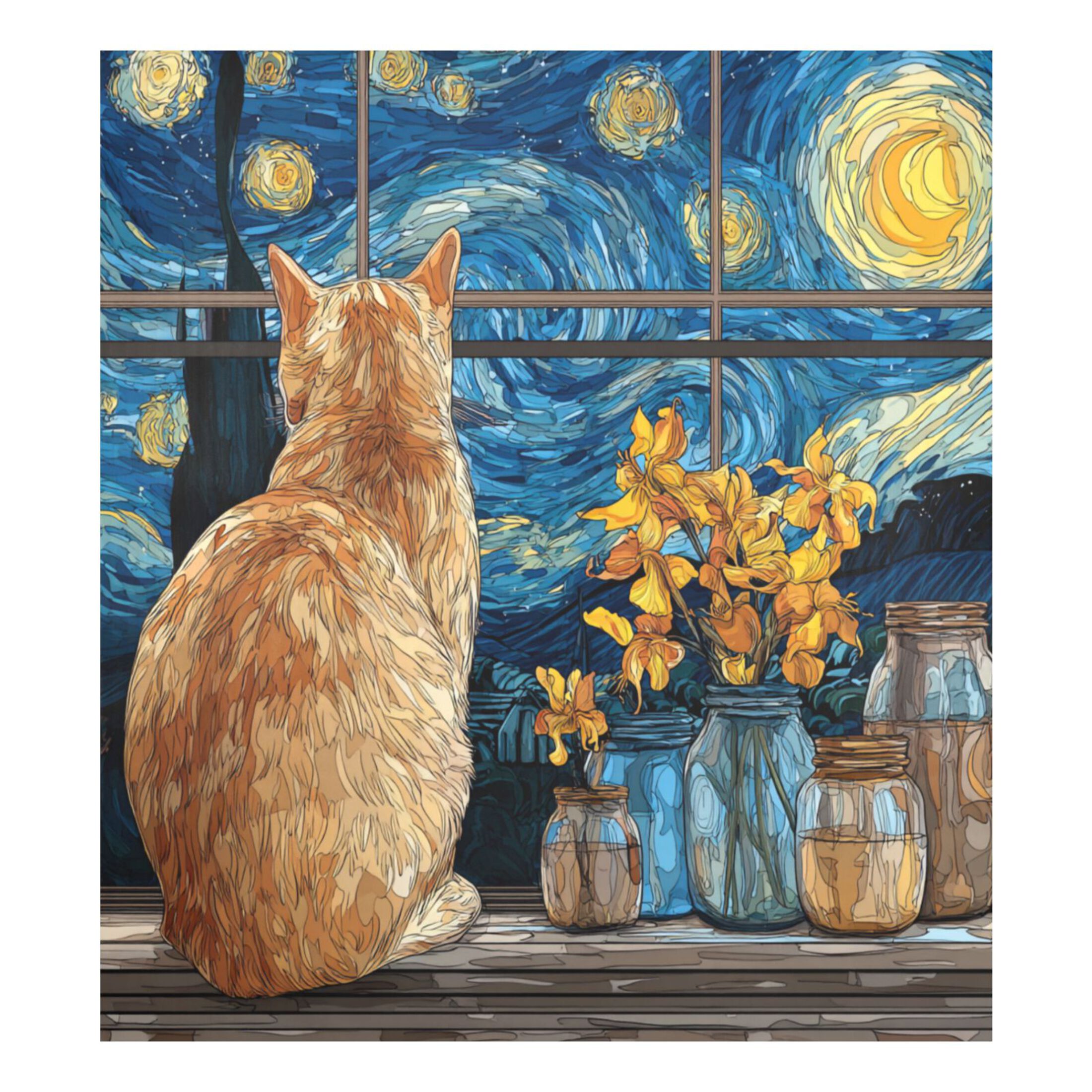 Dishwasher Magnetic Refrigerator Magnet Cover Sticker Home Decorative 23"x26" Orange Cat in The Window
