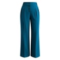 thumbnail image 4 of SAWOBUUN Women Wide Leg Pants High Waisted Front Button Straight Leg Dress Pants Pleated Work Slacks for Office Business Casual, 4 of 6