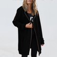 thumbnail image 3 of YUEJUIR Women's Zip Up Hoodies Oversized Fleece Long Tunic Sweatshirts Casual Long Sleeve 2024 Fall Hoodie Jacket Coat (Black,XL), 3 of 4