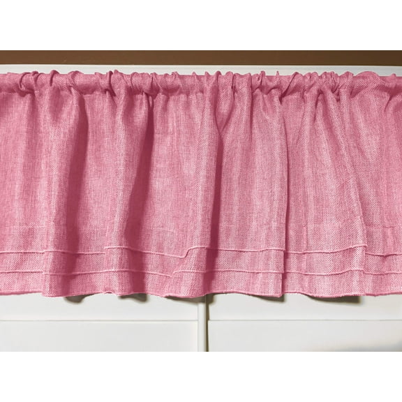 faux burlap window valance 58 wide pink with pleated ruffles