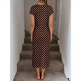 thumbnail image 4 of Multicolor Polka Dot Ruched Midi Dress With High Slit, Casual Bodycon Fit, 4 of 7