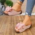 thumbnail image 4 of Rokment Womens Bow Orthopedic Platform Wedge Dress Slides Sandals 2026 Beach Summer Boho Bridal Leather Bowknot Open Toe Arch Support Casual Walking Backless Slippers Pink Size 8.5, 4 of 8