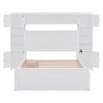 thumbnail image 6 of Full Size Platform Bed with All-in-One Cabinet and Shelf, Storage Bed with Trundle, 2 Drawers and Bookcase Headboard, Solid Wood Bed Frame with Slats Support, No Box Spring Needed, White, 6 of 9