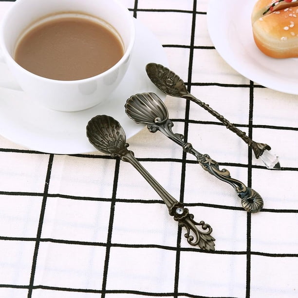 Batería de Cocina 3 uds cuchara de helado de café cuchara de té de aleación de Metal vajilla de cocina (bronce)