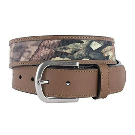 Browning Men's Leather Camo Insert Tab Belt - Dark Brown/Mossy Oak Country - Size (Best Camouflage Makeup For Scars)