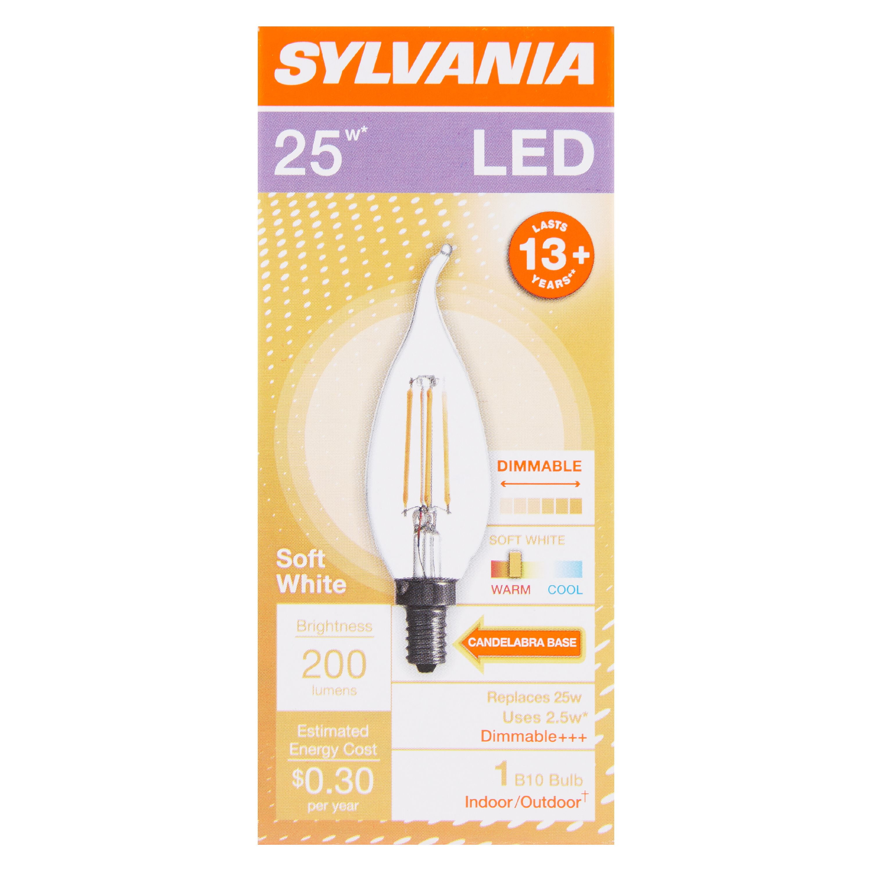 Set of 6 Sylvania Ultra LED 25W Soft White Energy Light Bulb Dimmable Candelabra 