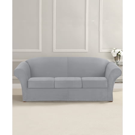 UPC 047293486333 product image for SureFit Ultimate Stretch Suede Sofa Slipcover  4-Piece  Light Gray Box Cushion S | upcitemdb.com