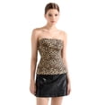 thumbnail image 2 of Camiseta de tubo SUUKSESS para mujer con estampado de leopardo, doble forro, talla M, 2 of 7