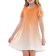 thumbnail image 3 of Teen Girls Dresses Gradient Cold Shoulder Dress Soft Breathable Fabric Perfect for Casual Summer Outings Sizes 4-12 ,Sie:160, 3 of 7