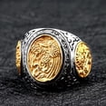 thumbnail image 2 of K-KED Vintage Phoenix Dragon Pattern Signet Ring Stainless Steel Tribal Lucky Men Ring-9, 2 of 6