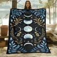 thumbnail image 2 of Moon Phases & Leaves HD Printed Flannel Blanket - Soft Warm 280GSM 3 Sizes (30x40in/50x60in/60x80in) for Travel, Camping, Sofa, Bed - Contemporary Style All-Season Gift for Family & Friends, Moon Dec, 2 of 10