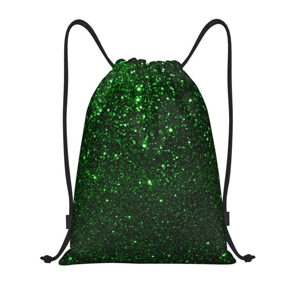 Fotbe Green Sparkling Bolsa Mochila con Cordón Estampada, Bolsa de Gimnasio Deportiva, Bolsa Cinch, Bolsa con Cordón para Hombres y Mujeres-Medium