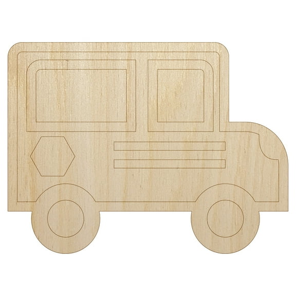 School Bus Icon Wood Shape Unfinished Piece Cutout Craft DIY Projects - 4.70 Inch Size - 1/8 Inch Thick